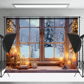 Lofaris Winter Schneebedeckt Nacht Baum Landschaft Weihnachten Hintergrund